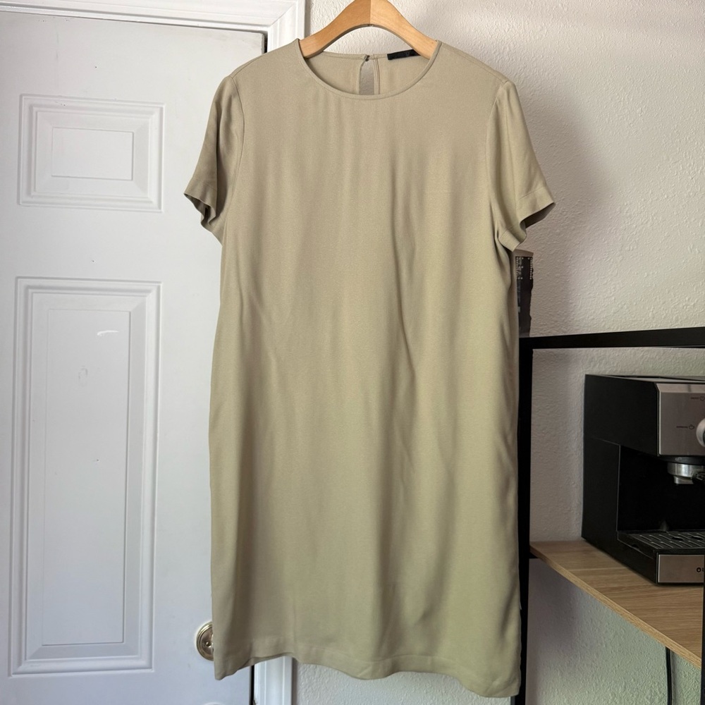 JENNI KAYNE tan viscose short sleeve mini T-shirt tee dress